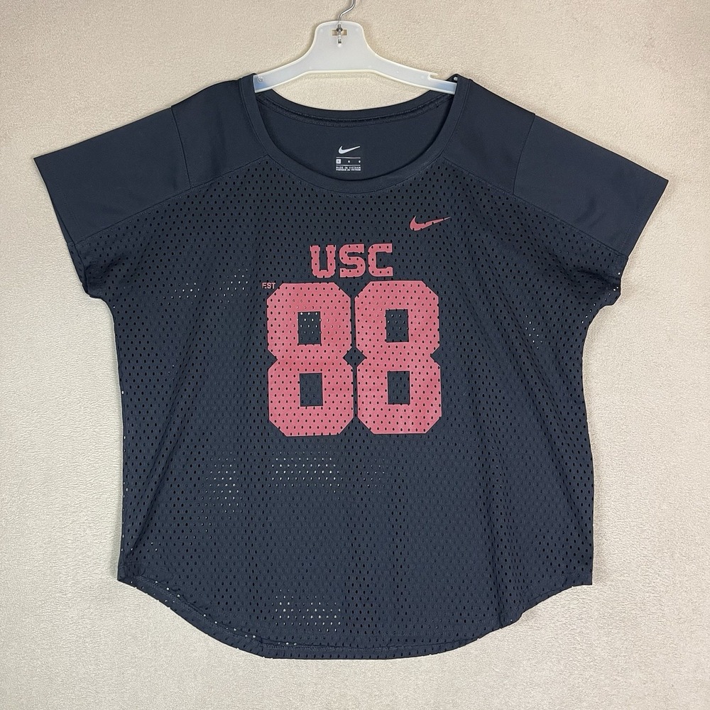 Nike Jersey Womens L Black USC Trojans Football Short Sleeve Mesh Relaxed Fit 88
